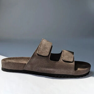 NWT The Men's Store Bloomingdale's Two Strap Grey Sandals Size 8 (MSRP $145)
